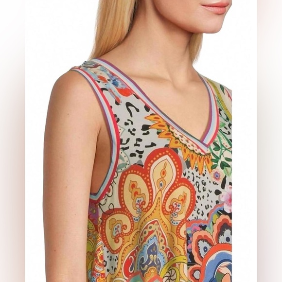 JOHNNY WAS‎ Janie V-Neck Tank Tunic Top Paisley Size L NWT - Picture 2 of 13